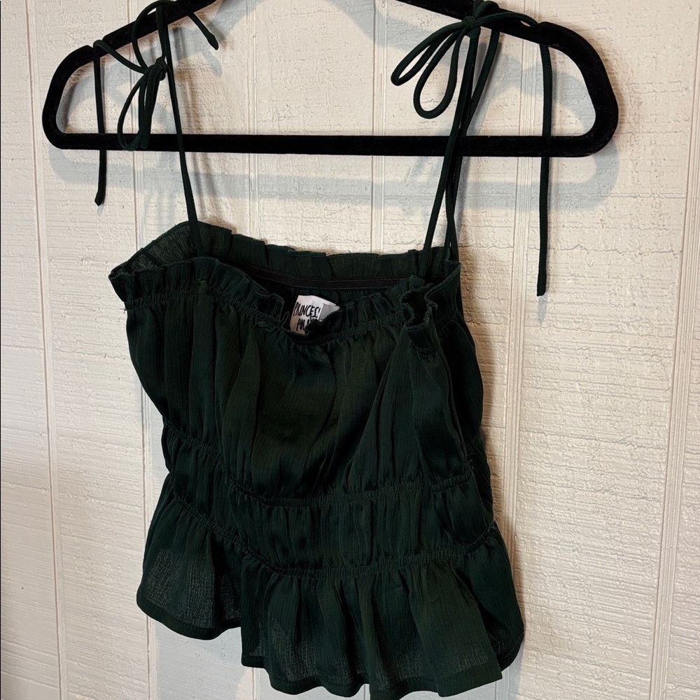 Princess Polly Green Ruffle Crop Top - Picture 3 of 6